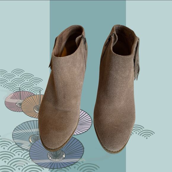 Vionic Upright Faros Ankle Boots Booties Suede Fringe Greige Tan Taupe Womens 9 - Picture 7 of 13